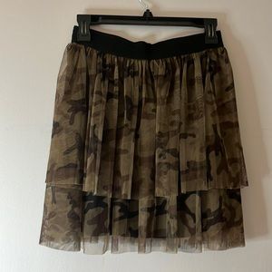 Camouflage Tule Skirt with Black waist band